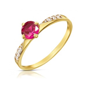 Złoty pierścionek Cyrkonie Only One rubinowy pr. 333 3.1545cz
