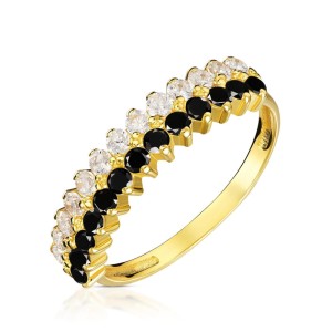 Złoty pierścionek Eventowy cyrkonie dwa kolory pr. 333 1.15cb