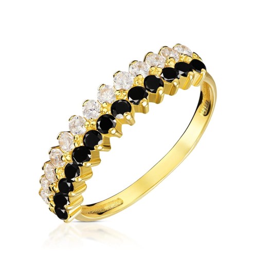 Złoty pierścionek Eventowy cyrkonie dwa kolory