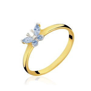 Złoty pierścionek MOTYL błękitny pr. 333 1.1004a