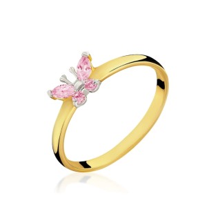 Złoty pierścionek MOTYL  jasny róż pr. 333 1.1004r