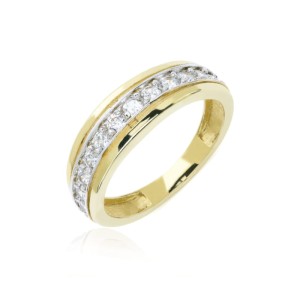Złota obrączka pr. 333 z kamieniami pierścionek 3.1502