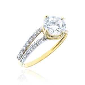 Złoty pierścionek pr. 333 cyrkonie duży kamień 1.560