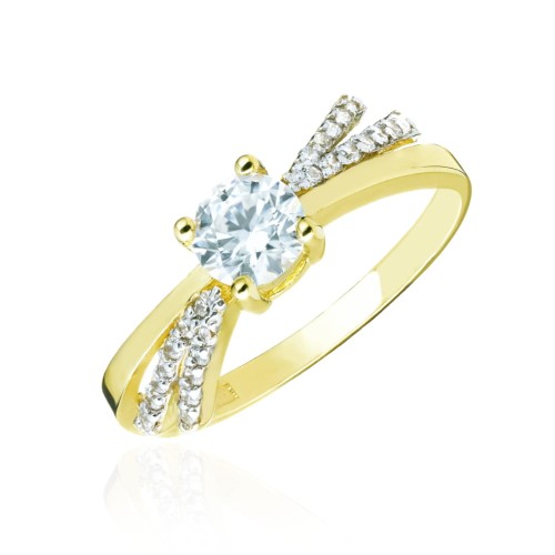 Złoty pierścionek pr. 333 cyrkonie przeplatany wzór 3.1553