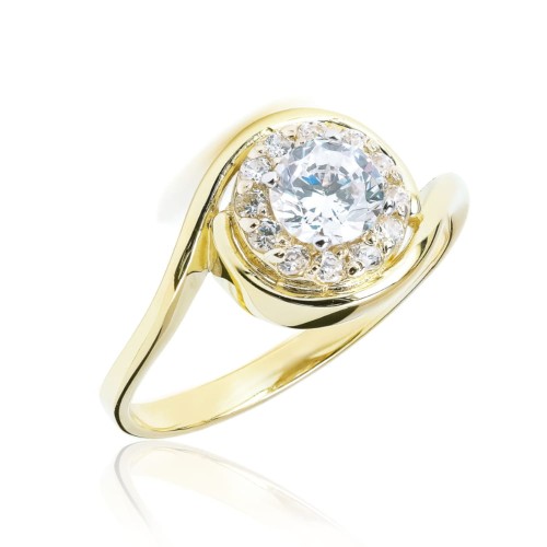 Złoty pierścionek pr. 333 duży kamień kwiatek 2.1099