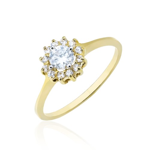 Złoty pierścionek pr. 333 kwiatek cyrkonie 3.1528