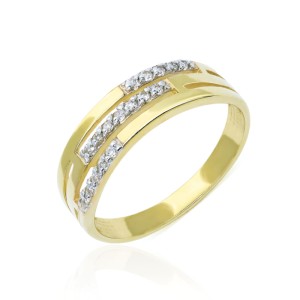 Złoty pierścionek pr. 333 obrączka kamienie 3.1406