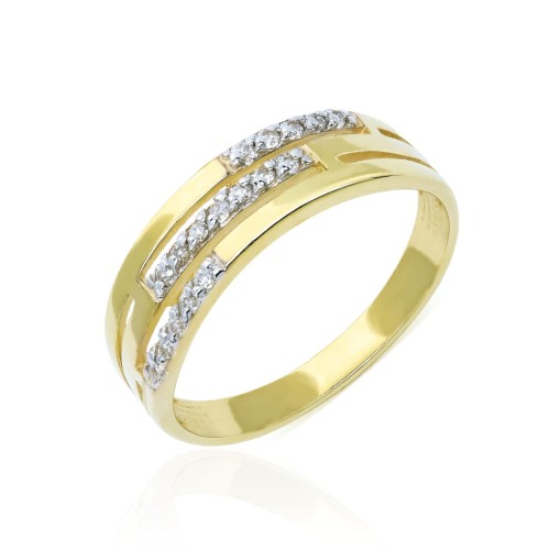 Złoty pierścionek pr. 333 obrączka kamienie 3.1406