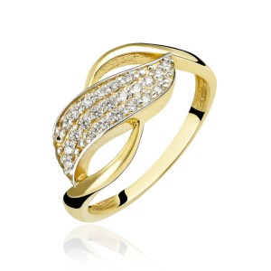 Złoty pierścionek pr. 333 z kamieniami finezja 3.1632