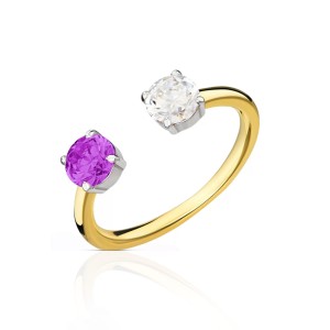 Złoty pierścionek z białą i fioletową cyrkonią Galaxy pr. 333 1.1015f