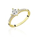 Złoty pierścionek z białymi Cyrkoniami Zaręczynowy