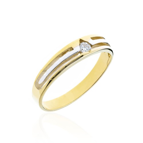 Złoty pierścionek z cyrkonią obrączka paski 2.509