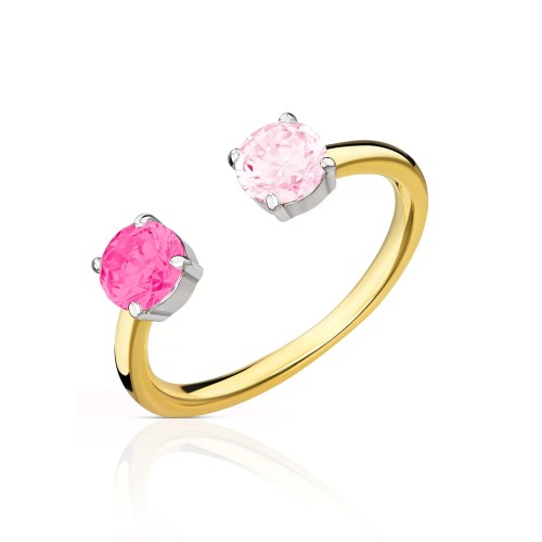 Złoty pierścionek z rubinową i różową cyrkonią Galaxy
