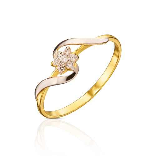 Złoty Pierścionek kwiatek