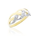 Złoty przeplatany pierścionek pr. 333 cyrkonie 1.23