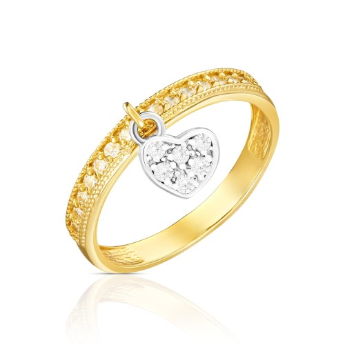 Złoty pierścionek Wiszące Serduszko