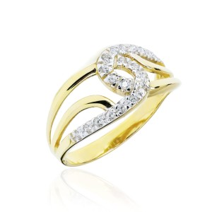 Złoty przeplatany pierścionek pr. 333 cyrkonie 2.883