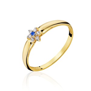 Złoty pierścionek Kwiatek Niebieski pr. 333 1.1044n