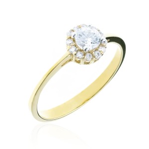 Złoty pierścionek pr. 333 kamienie kwiatek 2.1002