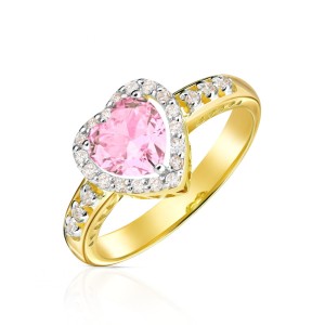 Złoty pierścionek zaręczynowy różowe serce pr. 333 1.773r