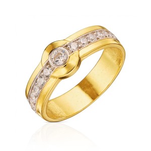 Złoty pierścionek szeroka Obrączka Kamienie pr. 333 1.99