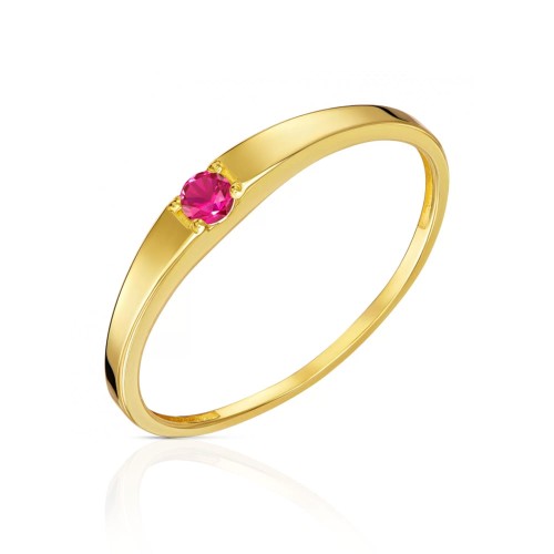 Złoty pierścionek rubinowy kamień Obrączka