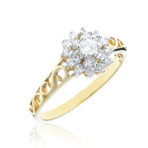 Złoty pierścionek pr. 333 wzór ażurowy kwiatek 1.760