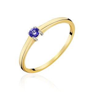 Złoty Pierścionek z niebieskim kamieniem pr. 333  1.1049b