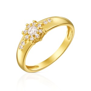 Złoty pierścionek z cyrkoniami Kwiat pr. 333 3.1618