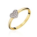 Złoty Pierścionek Serce z cyrkonii
