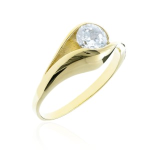 Złoty pierścionek pr. 333 duży kamień cyrkonia 2.1042