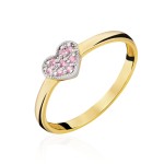 Złoty Pierścionek Serce z różowych cyrkonii pr. 333 1.965