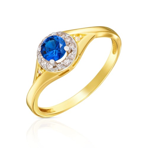 Złoty Pierścionek Lady Glamour szafirowy kamień