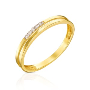 Złoty pierścionek podwójna Obrączka z cyrkoniami pr. 333 3.1661