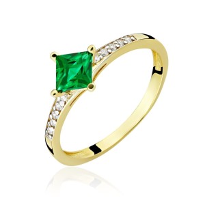 Złoty pierścionek z zieloną Cyrkonią Zaręczynowy pr. 333 3.1644z