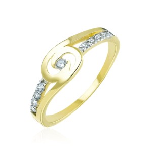 Przeplatany złoty pierścionek pr. 333 z cyrkoniami 3.1564