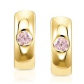 Złote kolczyki kółeczka różowa cyrkonia pr. 333