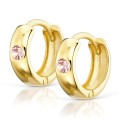 Złote kolczyki kółeczka różowa cyrkonia pr. 333