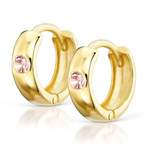 Złote kolczyki kółeczka różowa cyrkonia pr. 333 1.338r