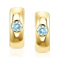 Złote kolczyki kółeczka błękitna cyrkonia pr. 333