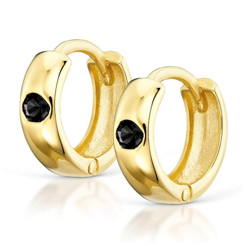 Złote kolczyki kółeczka czarna cyrkonia pr. 333