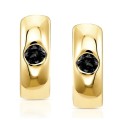 Złote kolczyki kółeczka czarna cyrkonia pr. 333