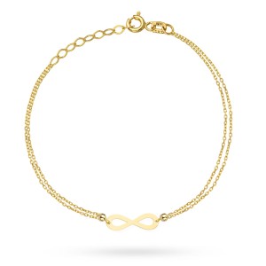 Bransoletka złota znak nieskończoności na podwójnym łańcuszku