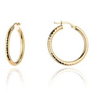 Kolczyki złote koła diamentowane na angielskim zapięciu