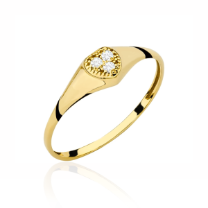 Pierścionek złoty serce z cyrkoniami