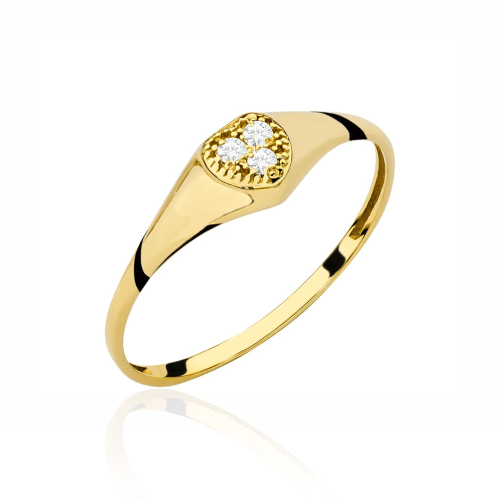 Pierścionek złoty serce z cyrkoniami