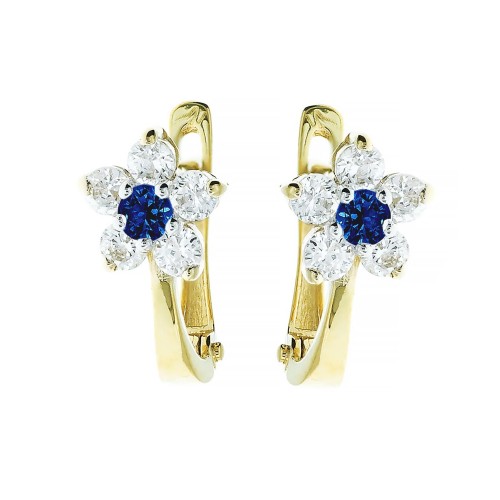 ZŁOTE KOLCZYKI z niebieskimi cyrkoniami