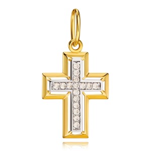 Złoty krzyżyk białe cyrkonie pr. 333 3.3030