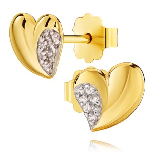 Złote kolczyki serca cyrkonia sztyft pr. 333 1.1261