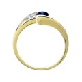Asymetryczny złoty pierścionek szafirowy kamień